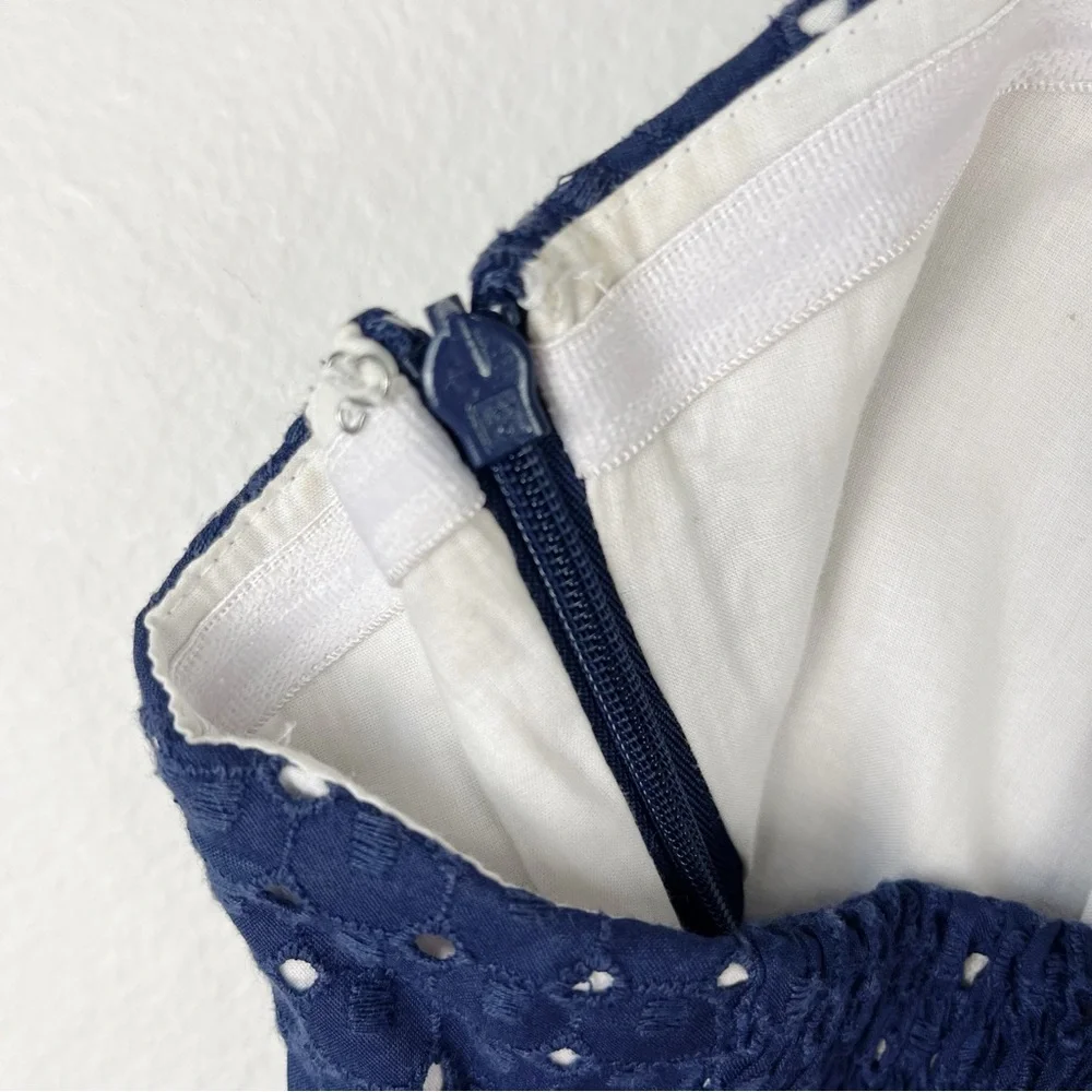 Lilly Pulitzer Navy Blue Polka Dot Bowen Lace Dress 100% Cotton Size 2 - Picture 8 of 13